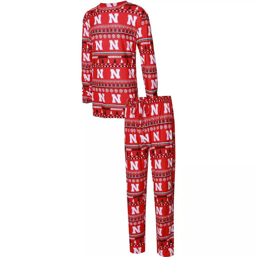 Men's Concepts Sport Scarlet Nebraska Huskers Ugly Sweater Knit Long Sleeve Top and Pant Set, Size: Medium, Red Product Image
