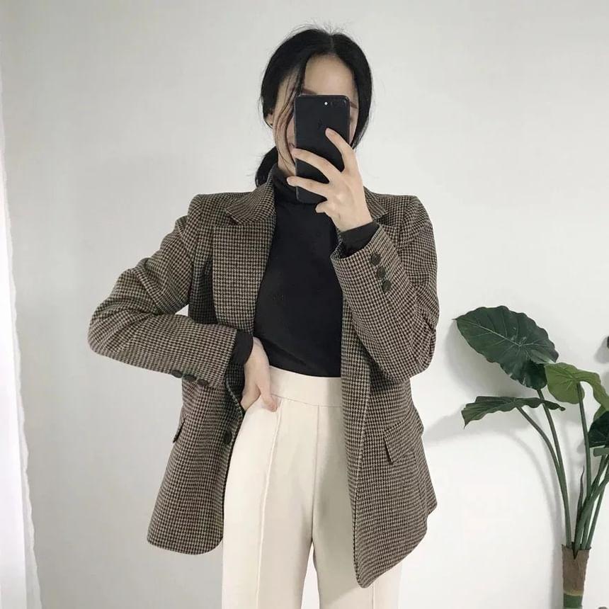 Houndstooth Single-Breasted Blazer Product Image