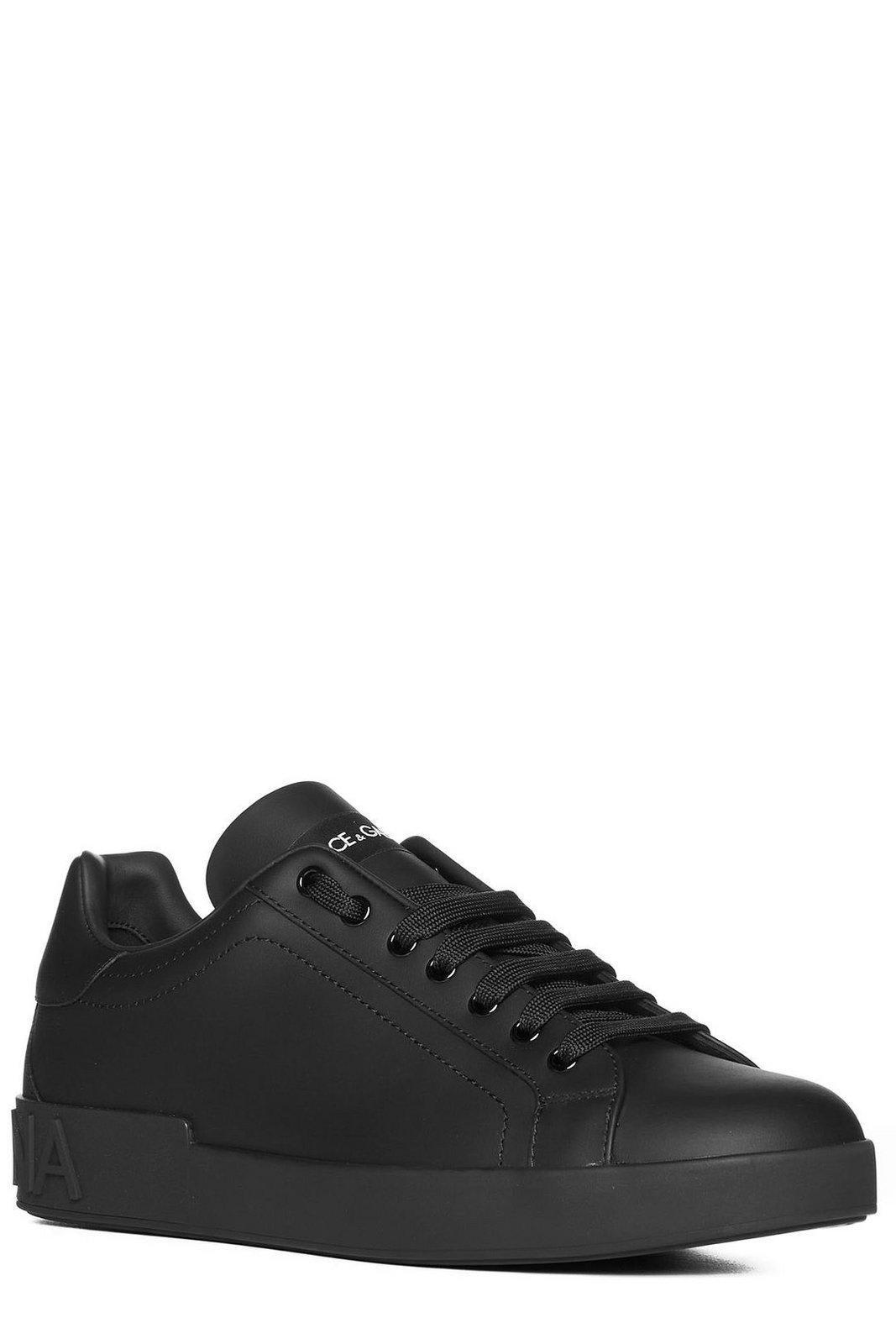 DOLCE & GABBANA Portofino Leather Sneakers In Black Product Image