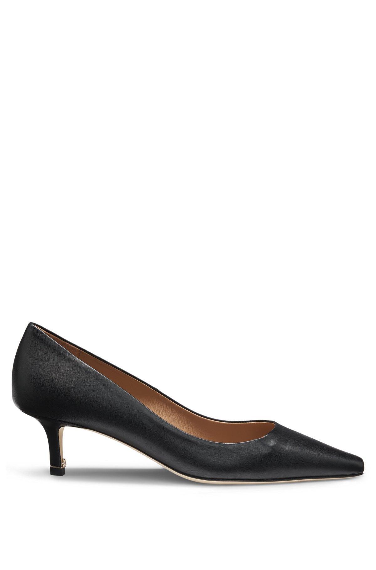 BOSS - Nappa-leather pumps with Double B monogram - Black Product Image