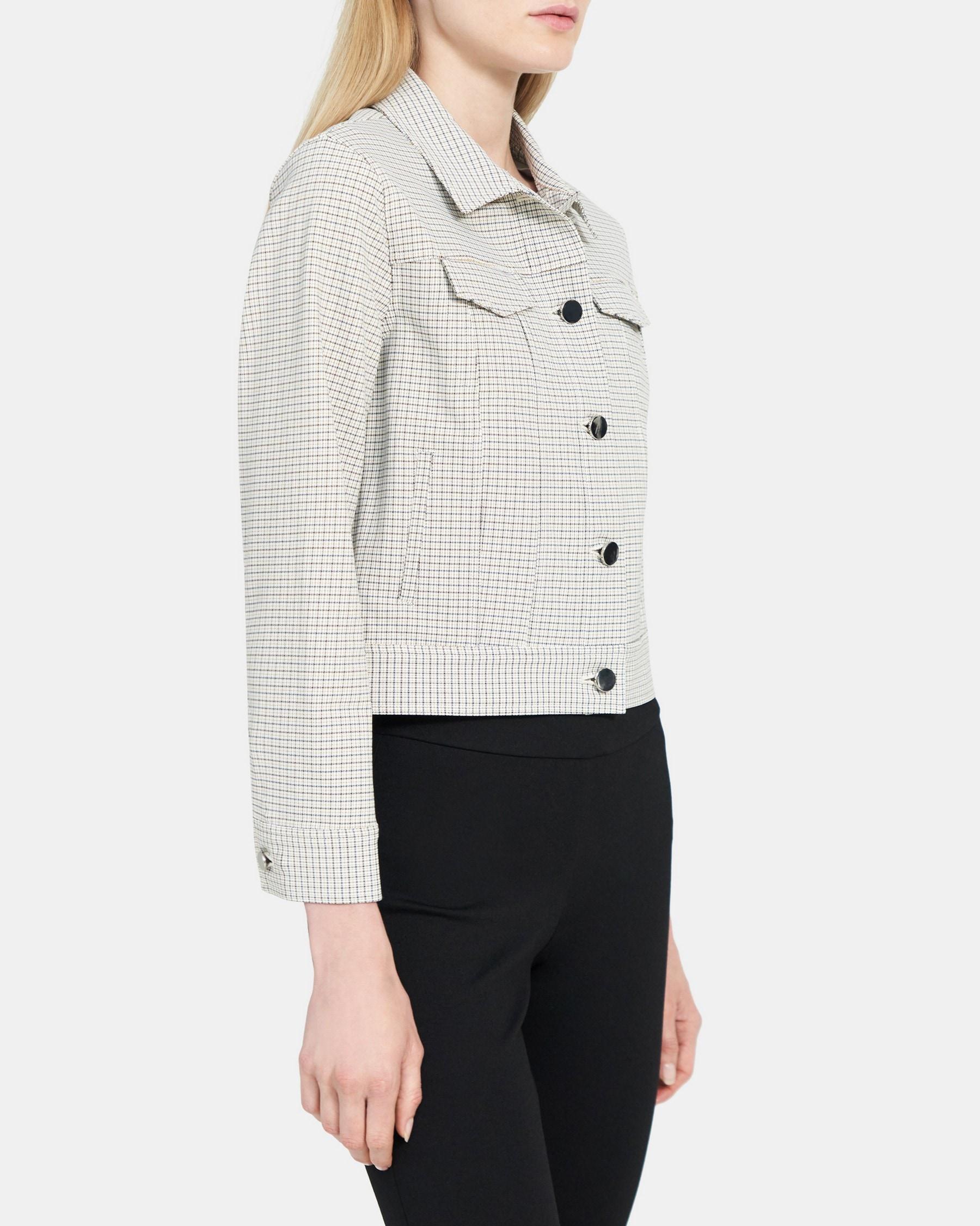 Trucker Jacket in Viscose Plaid Product Image