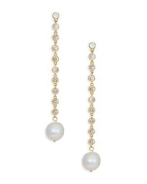 Ettica Cultured Freshwater Pearl & Crystal Linear Drop Earrings Product Image