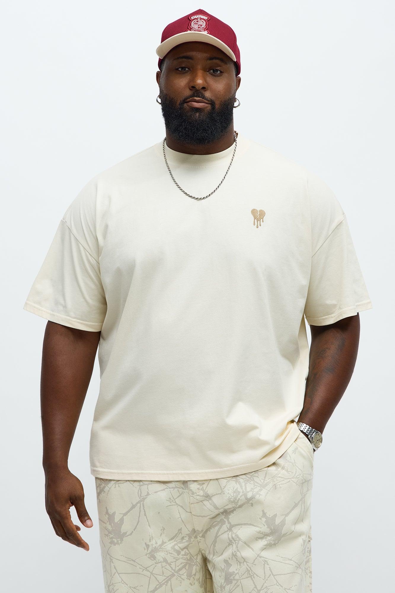 Oversized Mini Embroidery Heavy Weight Boxy tee - Cream Product Image