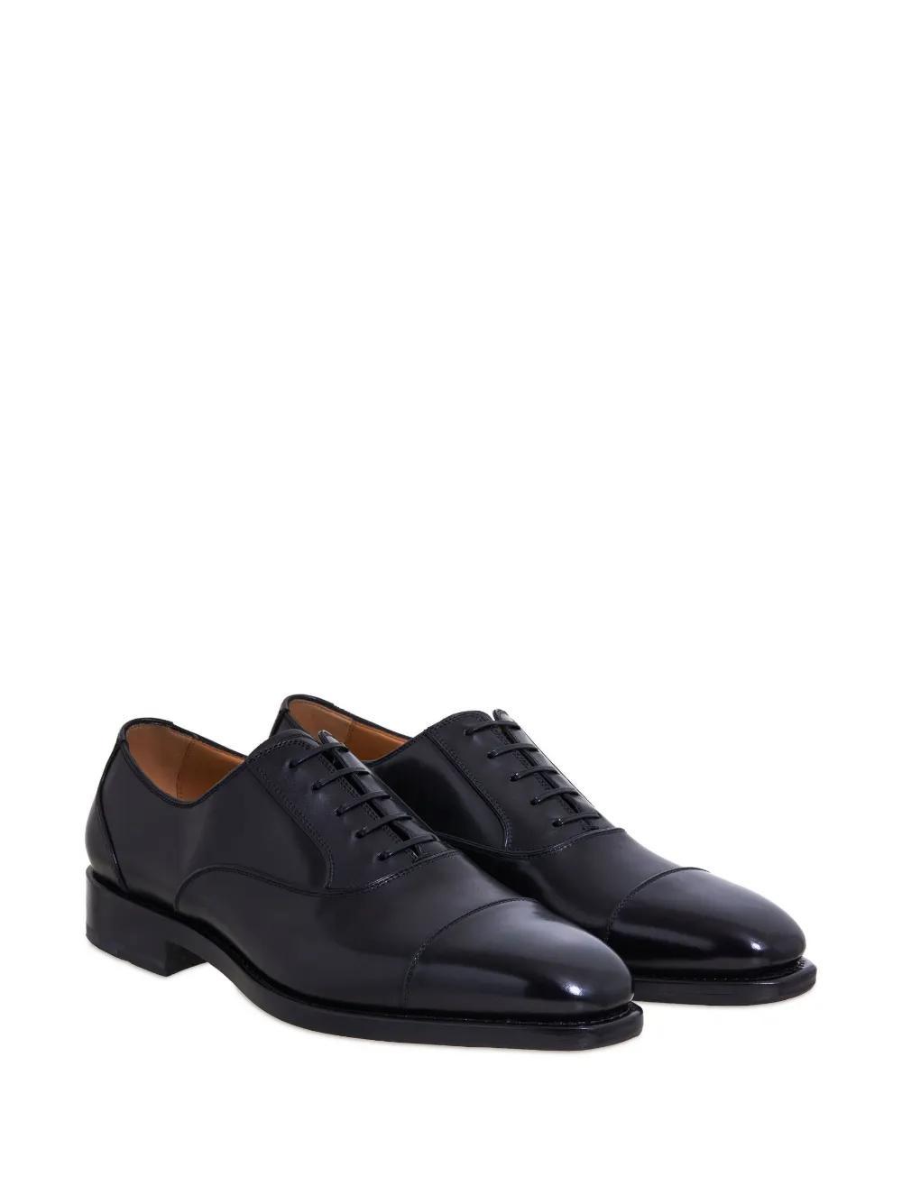 FERRAGAMO Tonal-toecap Leather Oxford Shoes In Black Product Image