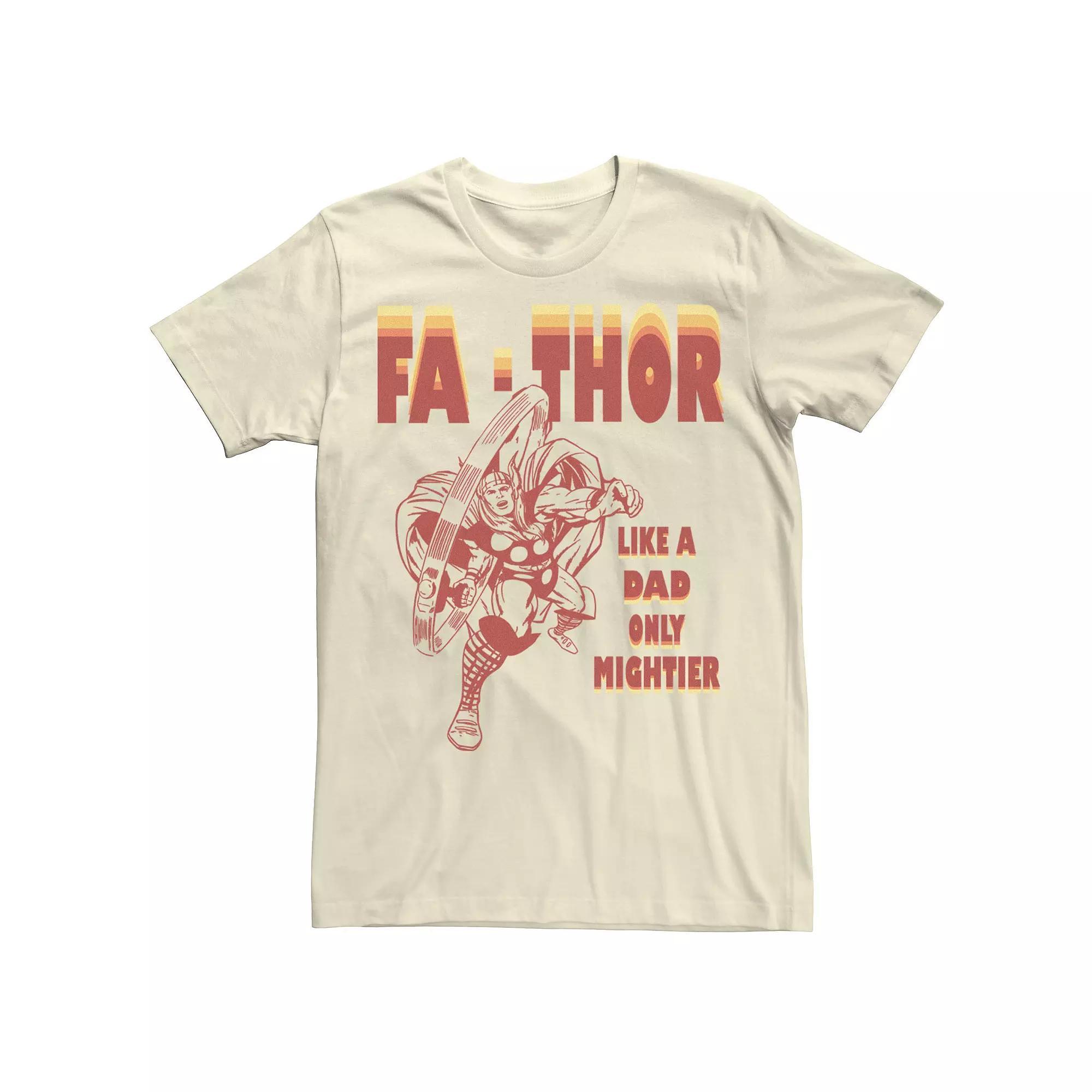 Men's Marvel Fa-Thor Like A Dad Only Mightier Retro Father's Day Graphic Tee, Size: Medium, Natural Product Image