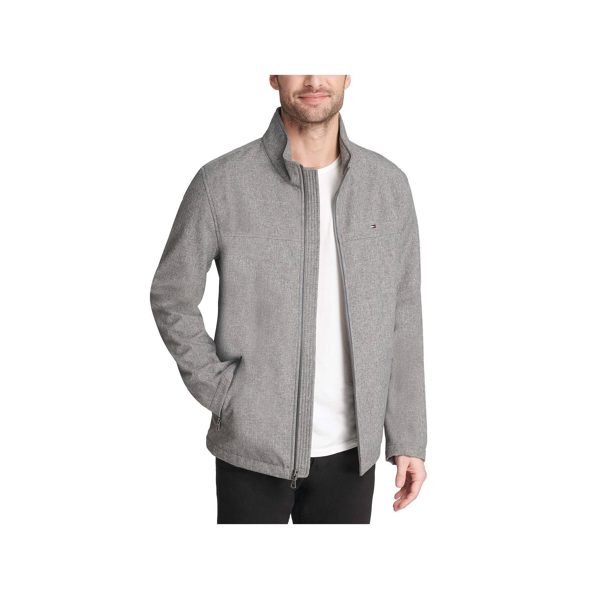 Big & Tall Tommy Hilfiger Stand Collar Softshell Jacket, Men's, Size: 4XB, Grey Gray Product Image