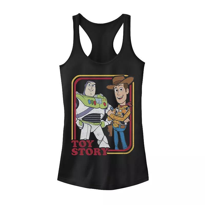 Disney / Pixar's Toy Story Buzz Lightyear & Woody Juniors' Buds Graphic Tank Top, Girl's, Size: Small, Black Product Image