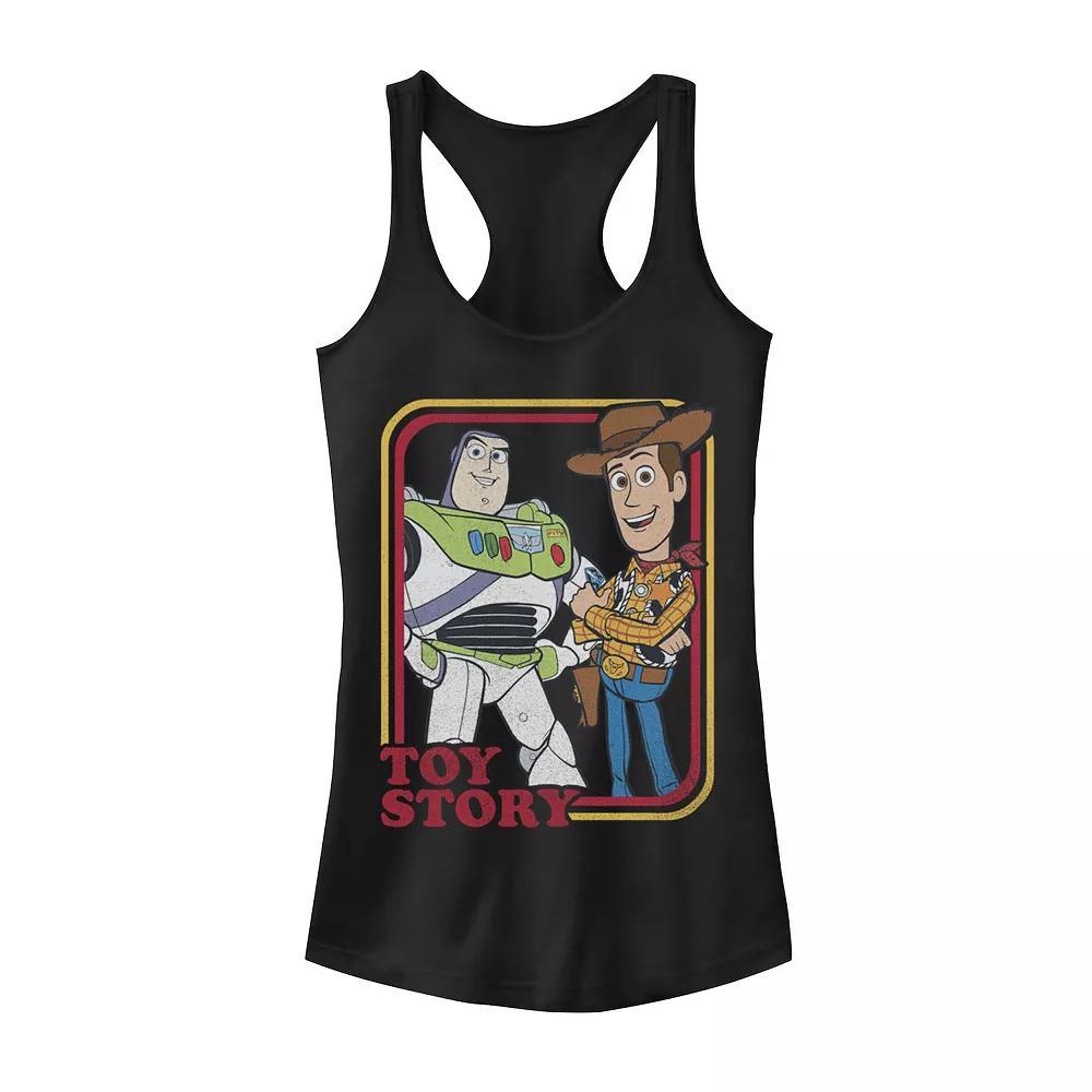 Disney / Pixar's Toy Story Buzz Lightyear & Woody Juniors' Buds Graphic Tank Top, Girl's, Size: Small, Black Product Image