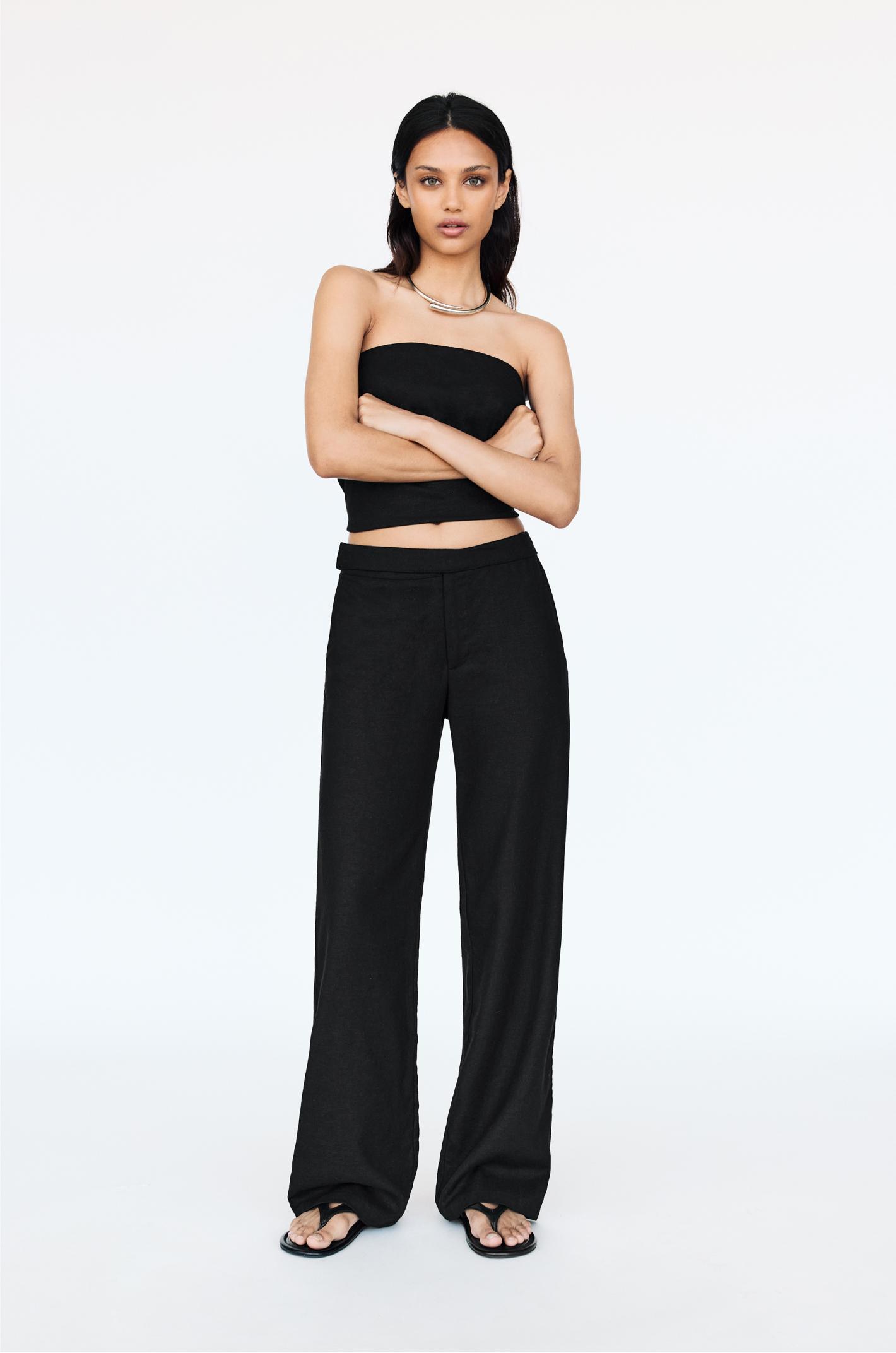 Straight linen-blend pants Product Image