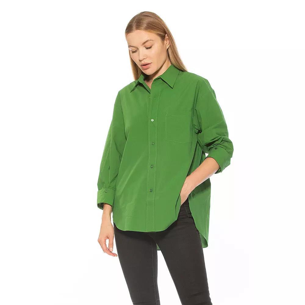Women's ALEXIA ADMOR Amber Classic Boyfriend Fit Button Down Shirt, Size: XL, Blue Product Image