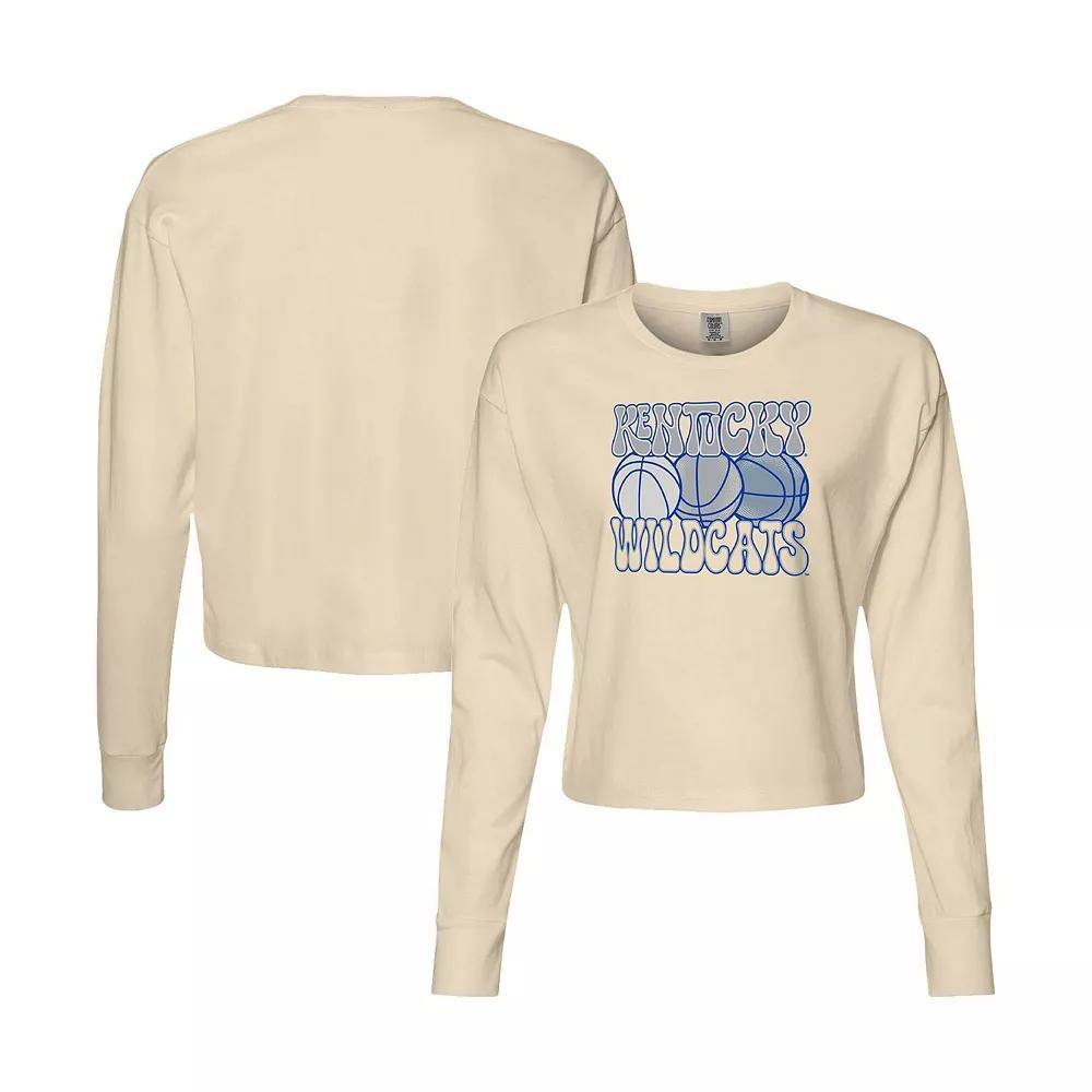 Women's Natural Kentucky Wildcats Comfort Colors Basketball Cropped Long Sleeve T-Shirt, Size: 2XL, Beige Product Image