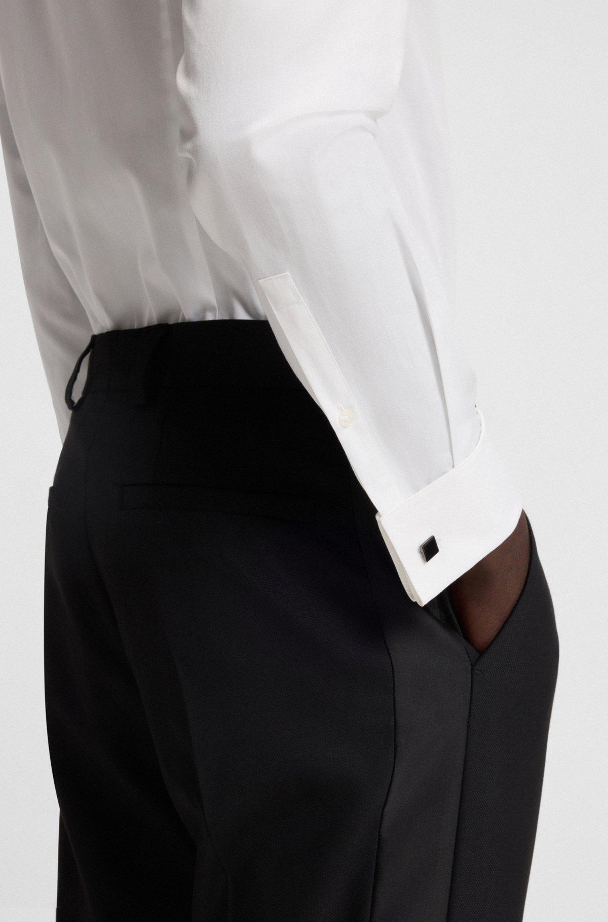Slim-fit shirt in easy-iron striped cotton poplin Product Image
