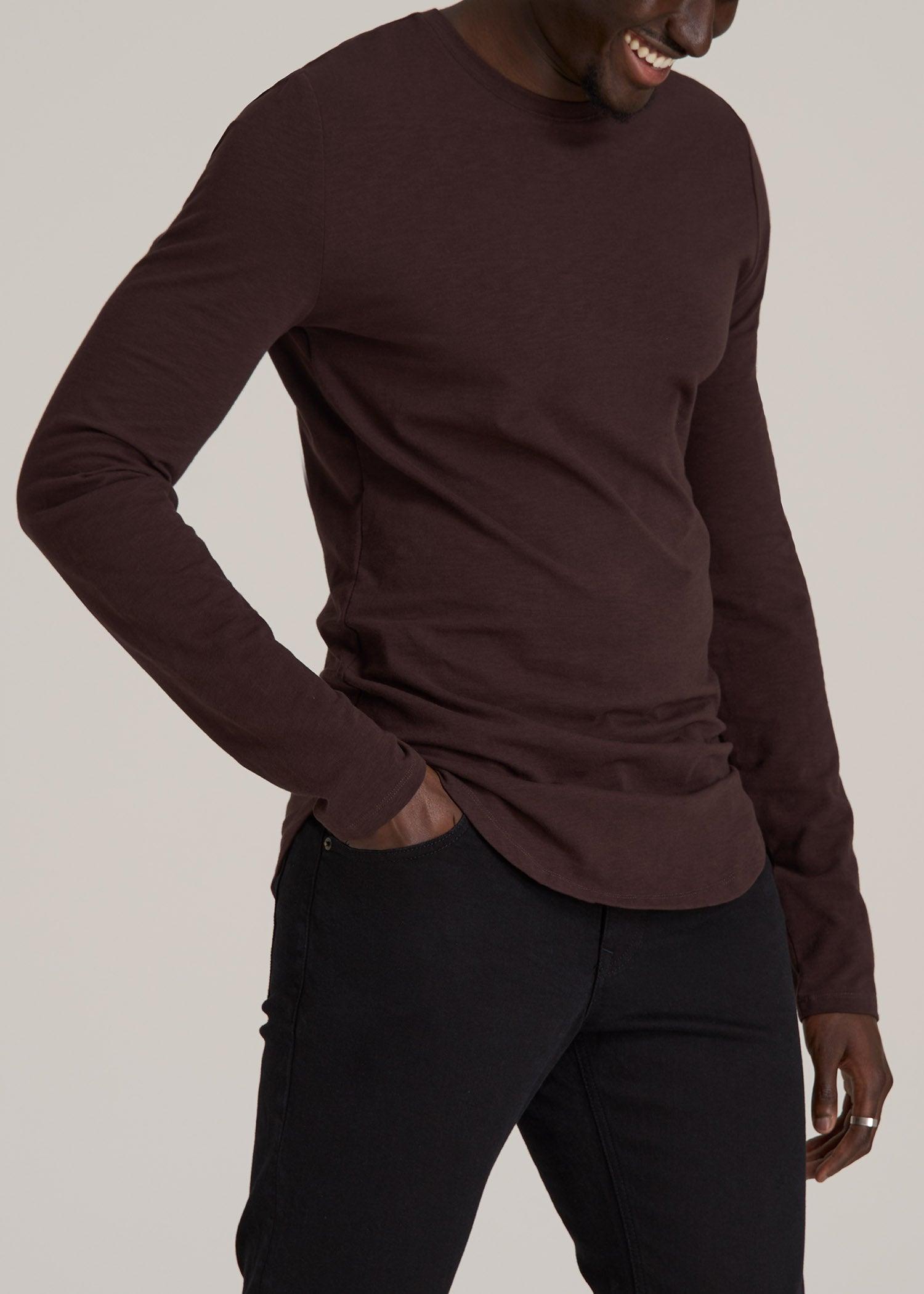 Slub Long Sleeve Scoop Tall Men's Tee in Oxblood Product Image