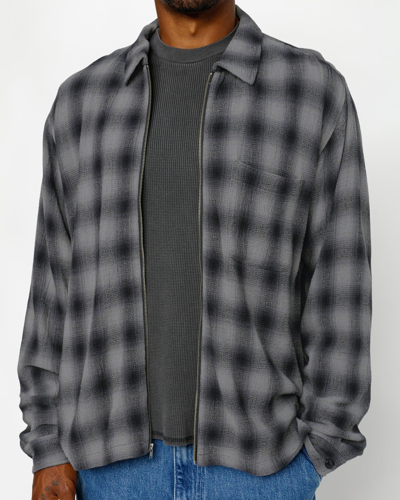 ZIP SHIRT TWISTED YARN PLAID Male Product Image