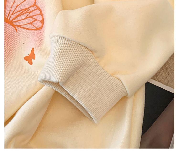 Plus Size Butterfly Print Drawstring Hoodie Product Image