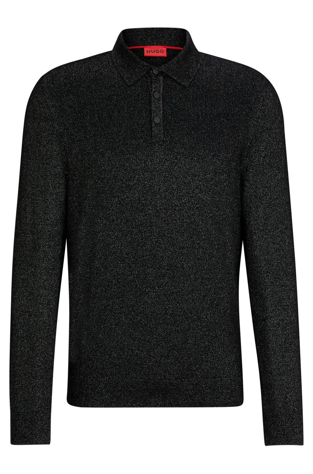 Relaxed-fit sparkle-effect polo sweater Product Image