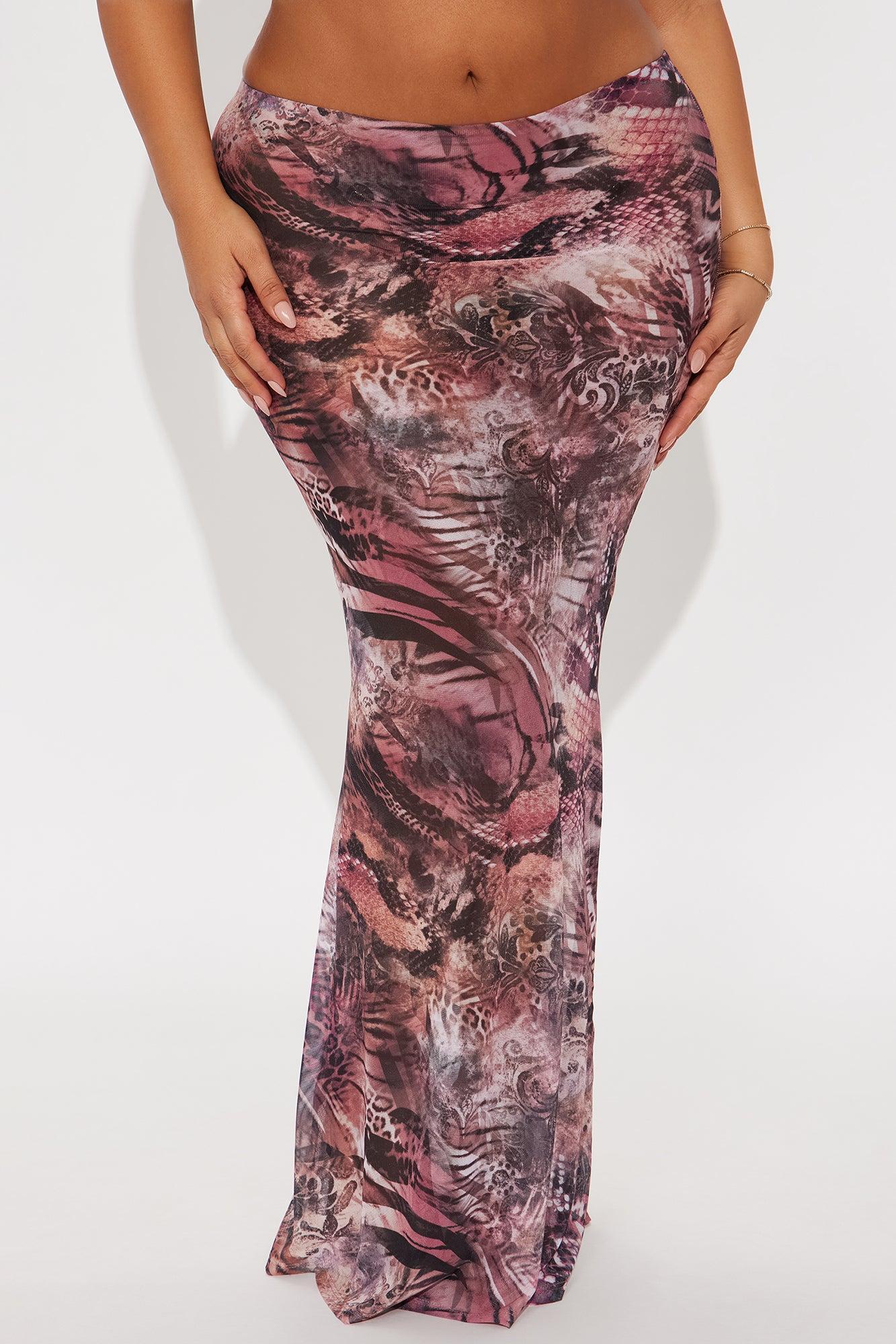 Layla Sheer Animal Print Mesh Maxi Skirt - Brown/combo Product Image