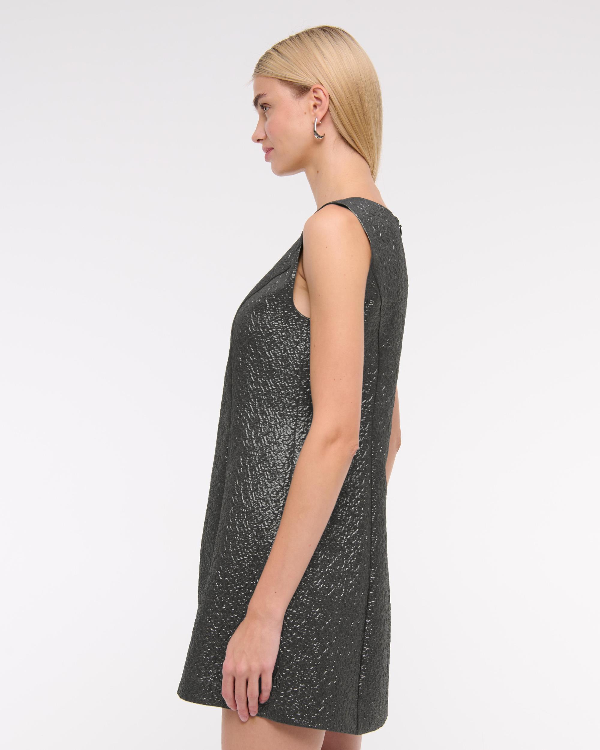 Metallic High-Neck Shift Mini Dress Product Image