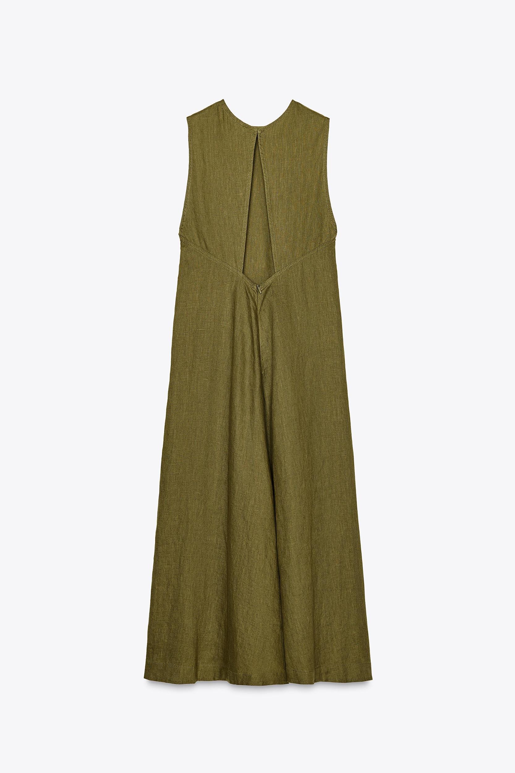 100% LINEN MIDI DRESS ZW COLLECTION Product Image