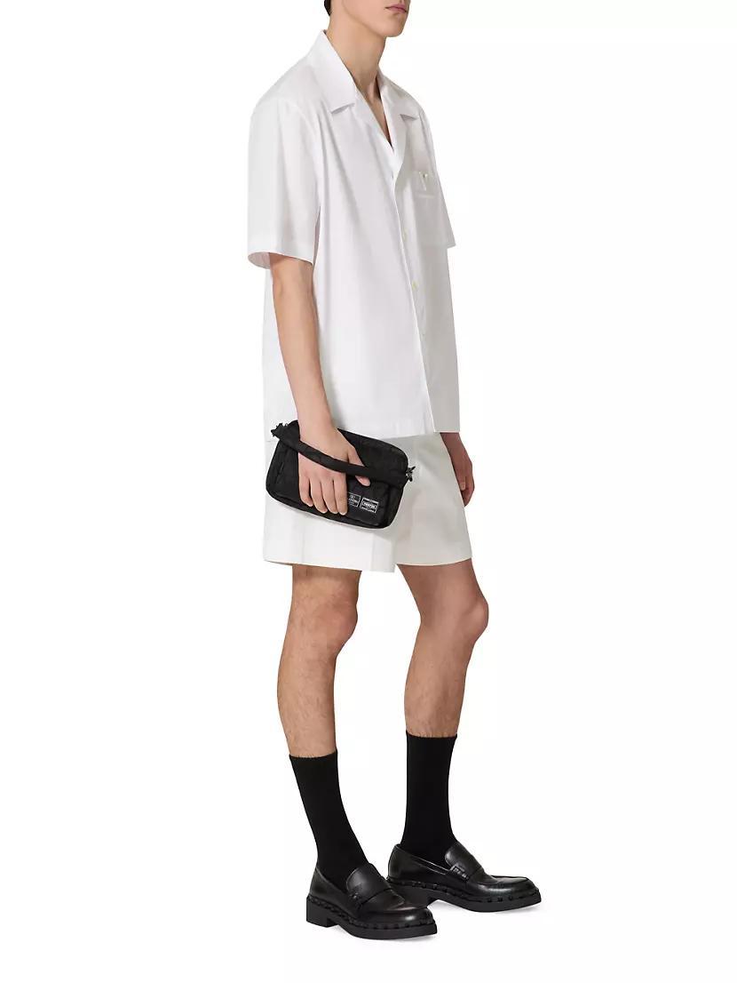 Cotton Poplin Bowling Shirt with Rubberized V Detail Product Image