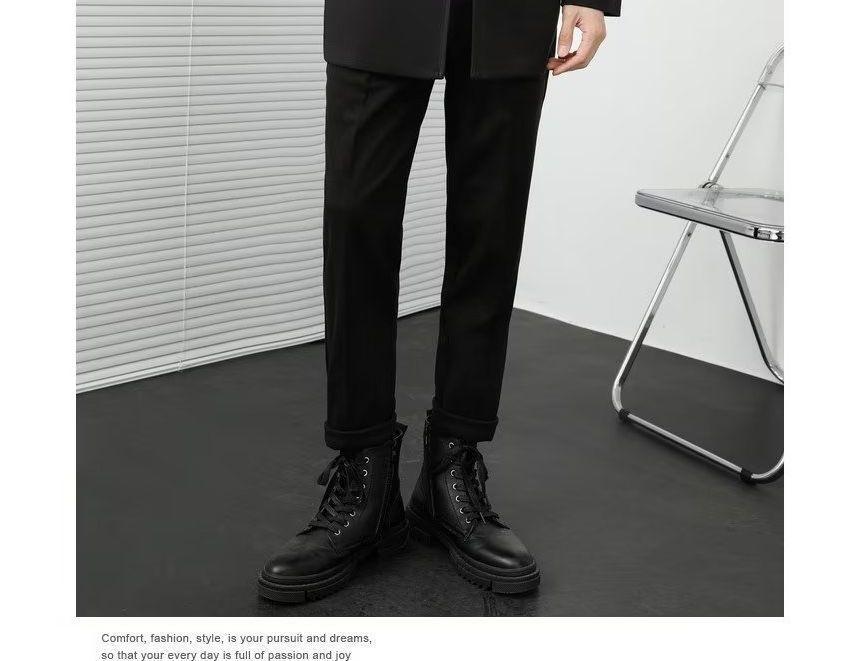 Notch Lapel Plain Single Breasted Coat Product Image