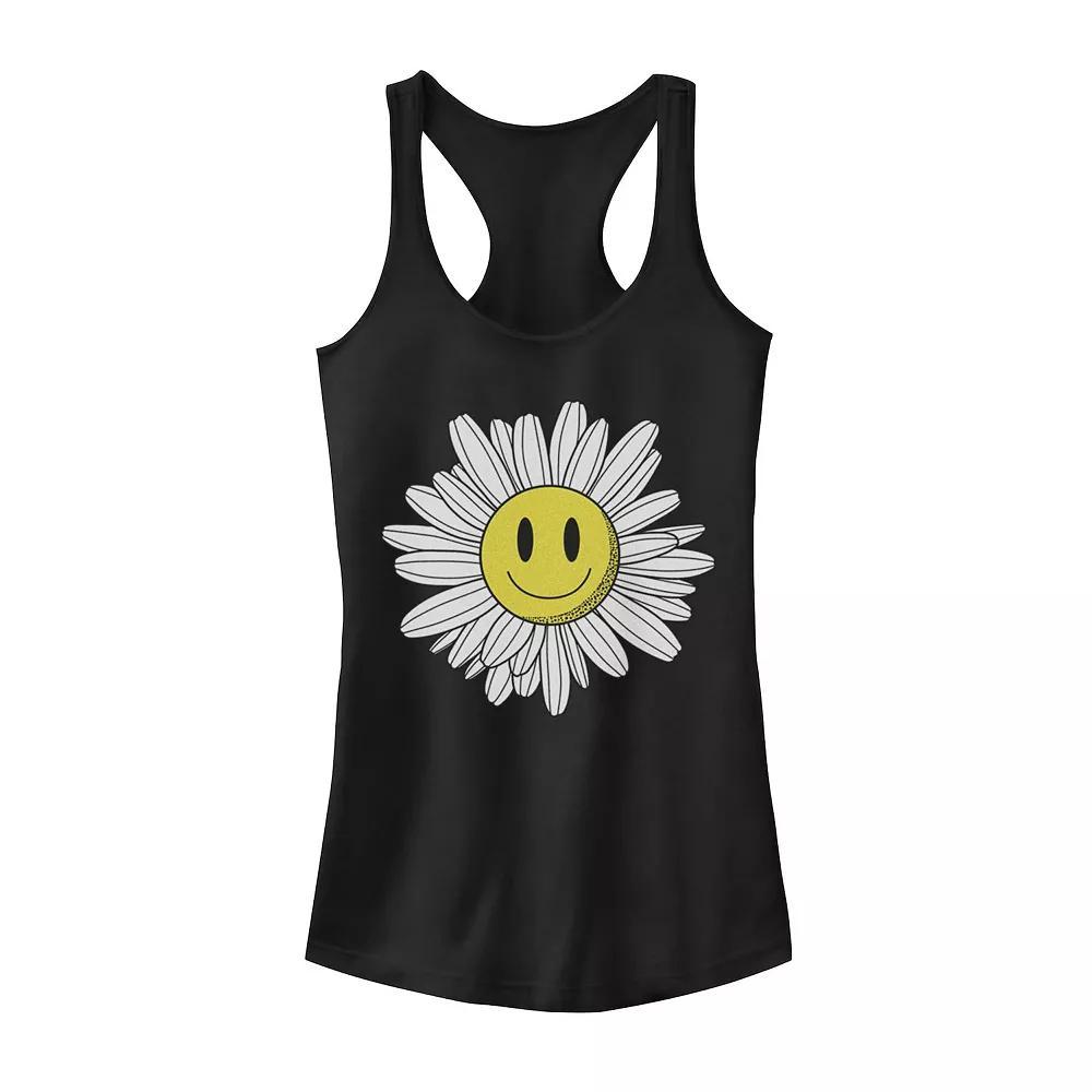Juniors' Big Smiling Daisy Tank Top, Girl's, Size: Small, Black Product Image