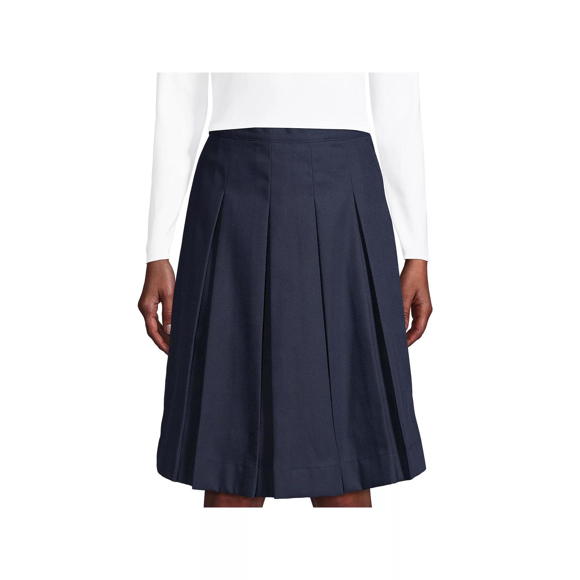 Womens Lands End School Uniform Classic Box Pleat Skirt Classic Blue Product Image