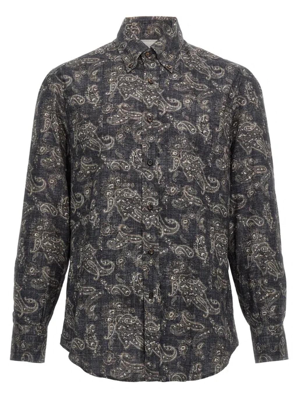 BRUNELLO CUCINELLI Paisley Shirt In Blue Product Image