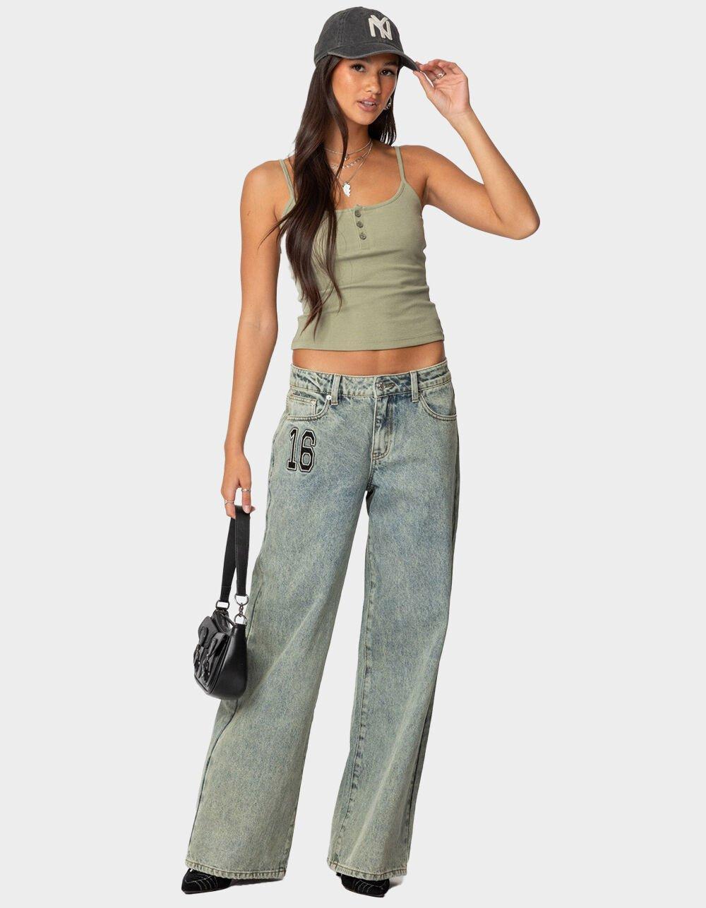 EDIKTED Ribbed Henley Tank Top Product Image