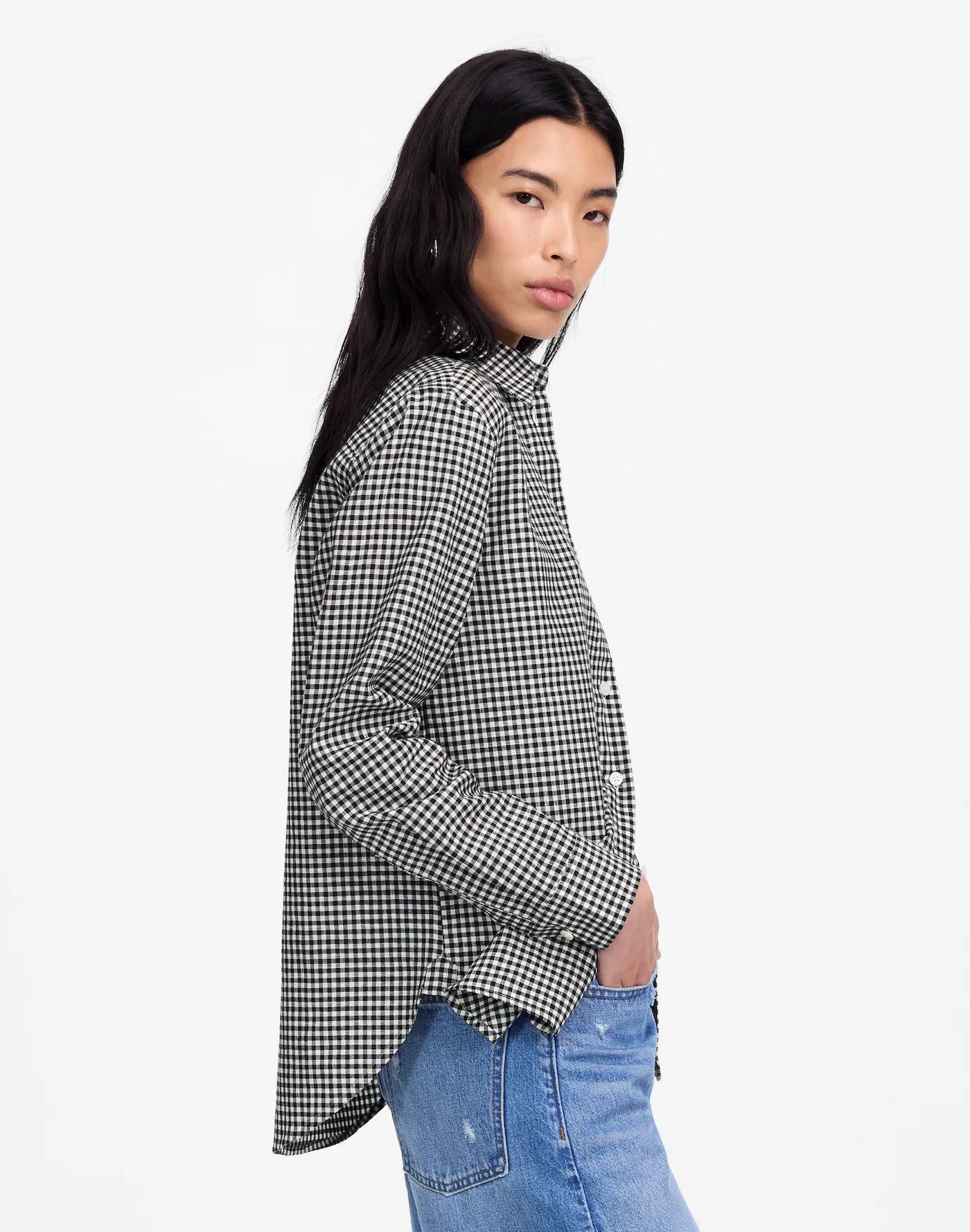 Relaxed Curved-Hem Button-Up Shirt Product Image