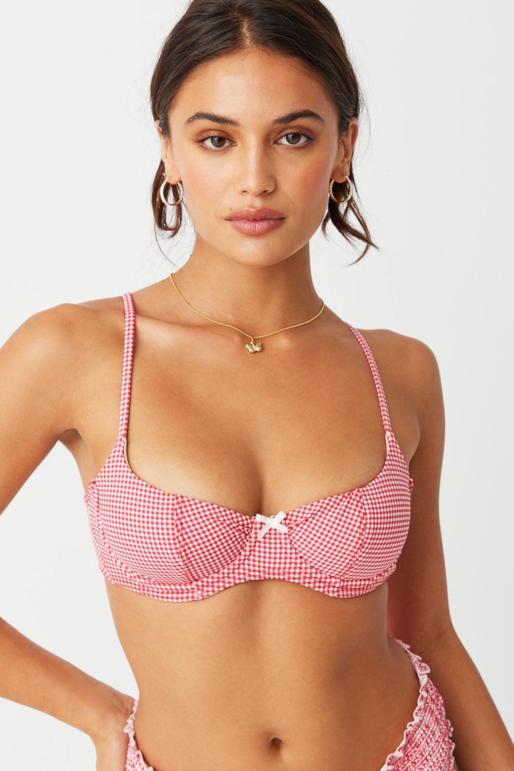 Cola Underwire Balconette Bikini Top - Ladybug Gingham Product Image
