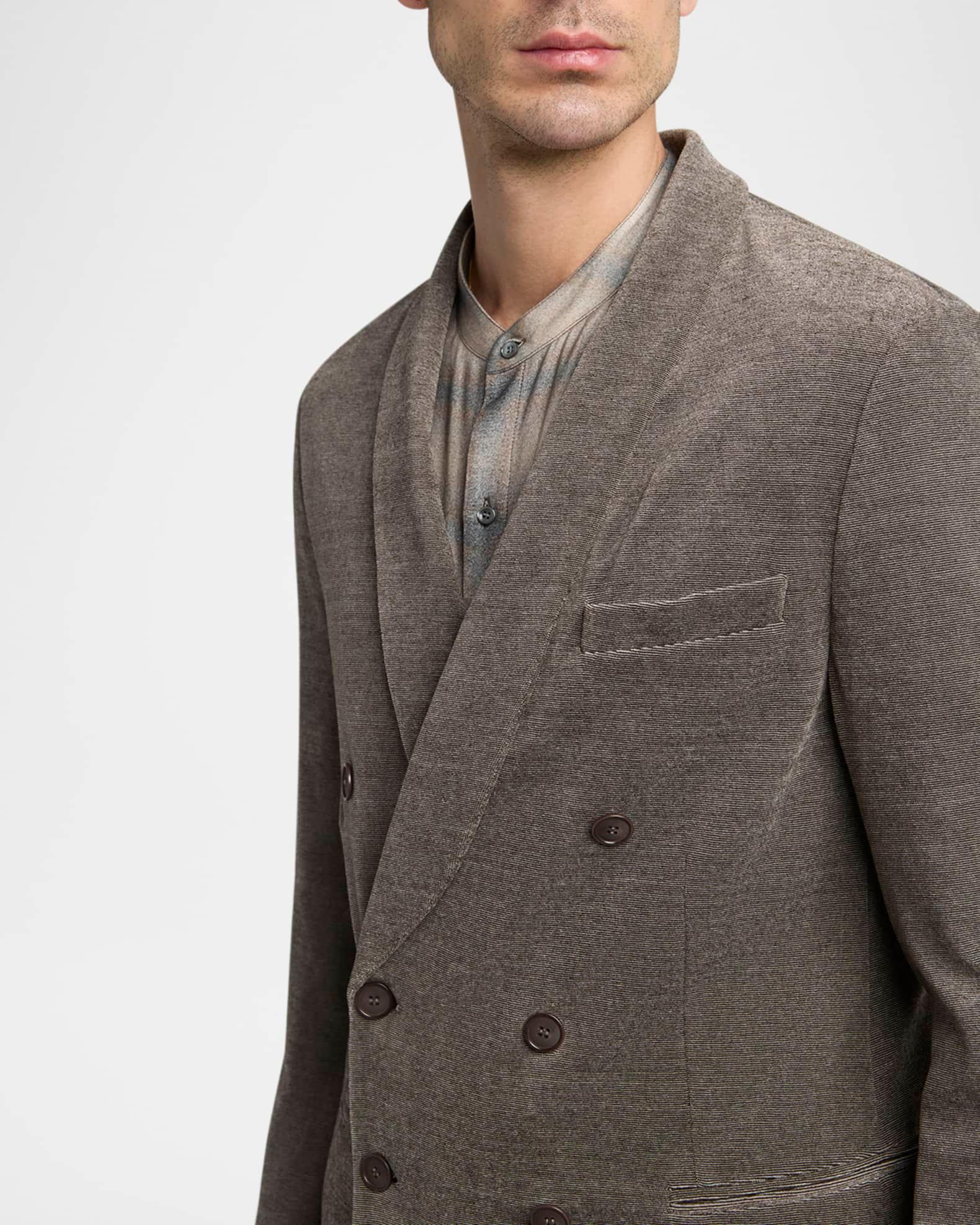 Men's Stripe Chenille Double-Breasted Shawl-Lapel Sport Coat Product Image