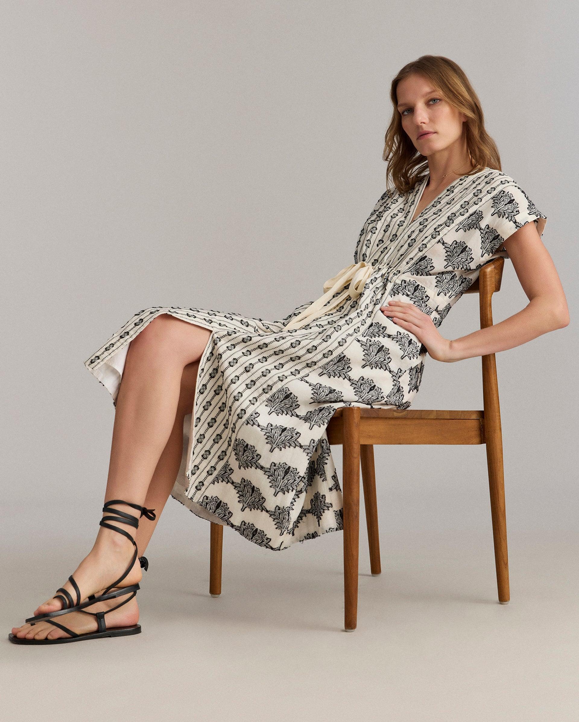 Jacquard Cinched Waist Dress -  Product Image