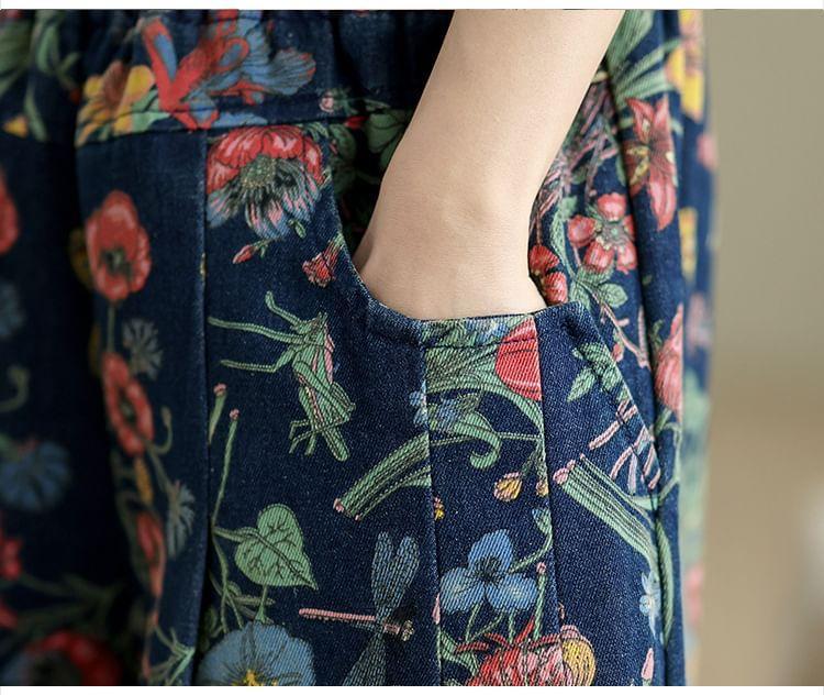 Mid Rise Floral Print Wide Leg Pants Product Image