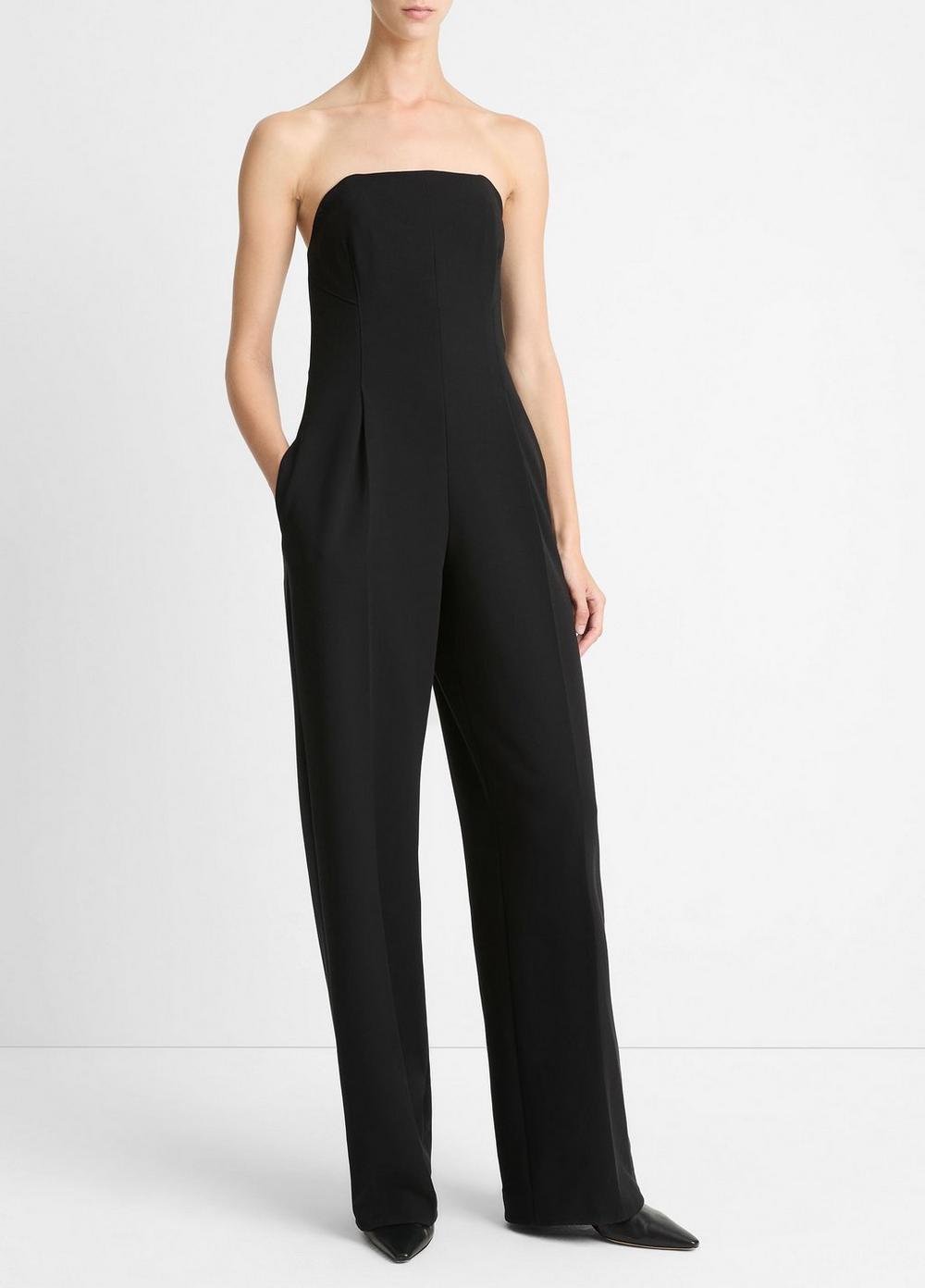 Womens Crepe Strapless Jumpsuit, Black, Size 8 Vince Product Image