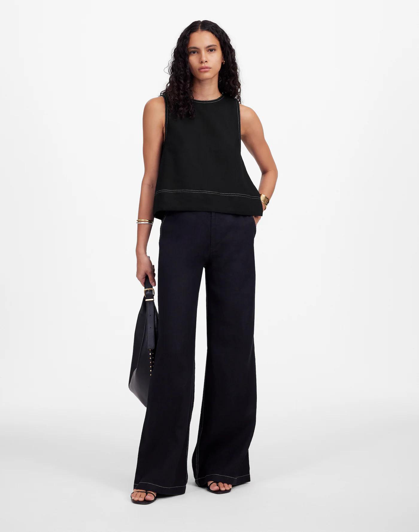 Linen Pleated Shell Top Product Image