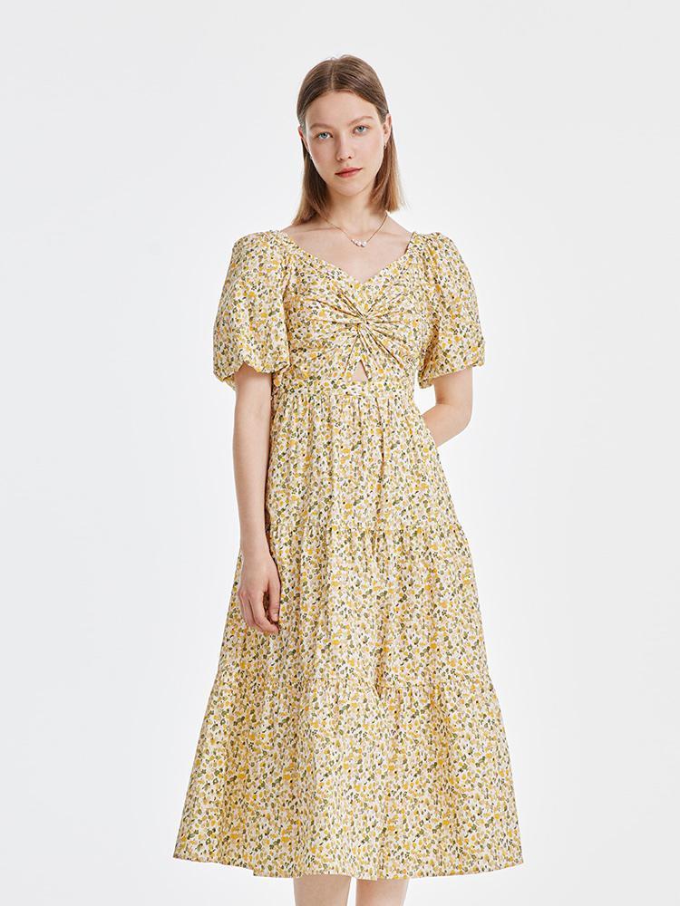 Floral Puff Sleeve Dress Product Image