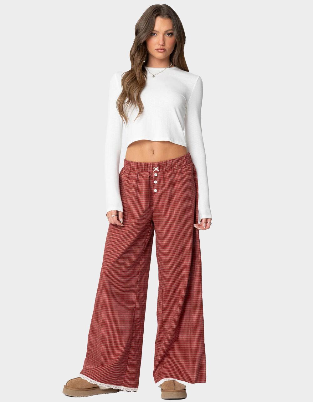 EDIKTED Dakota Plaid Pants Product Image