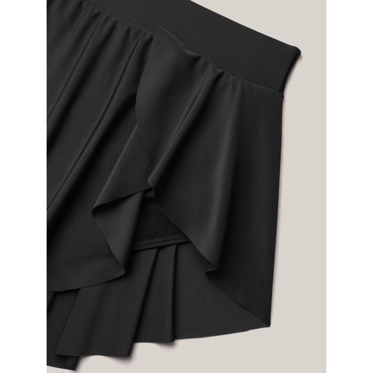 Plus Size Layered Hips Coverage Slit Swim Bottoms Women's Swimwear Black Beach Slit High stretch Bodycon High Rise Curve Swim Bottoms BloomChic 30/6X Product Image
