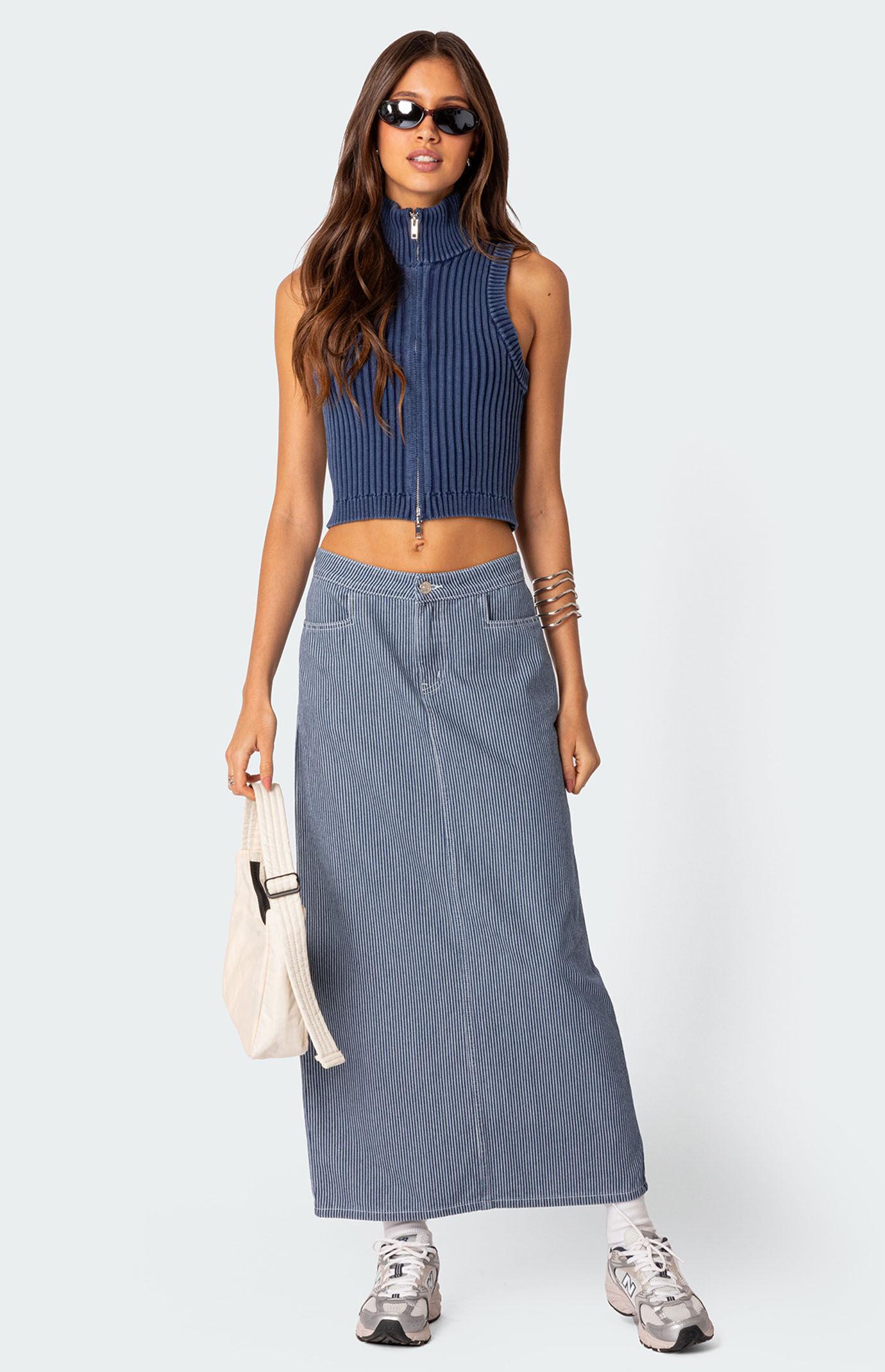 Edikted Women's Washed Zip Up Knit Tank Top Product Image