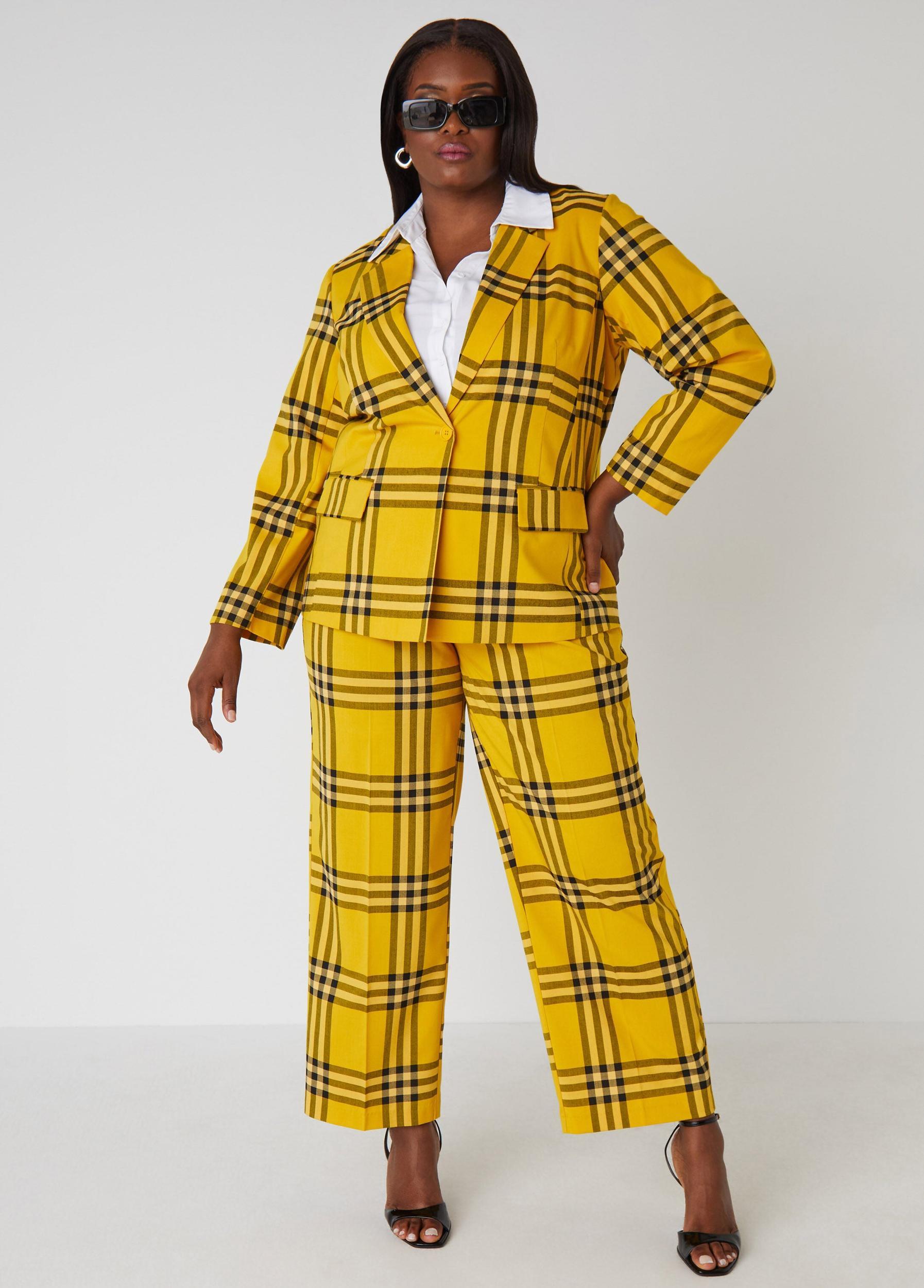 Plaid High Rise Twill Trousers Product Image