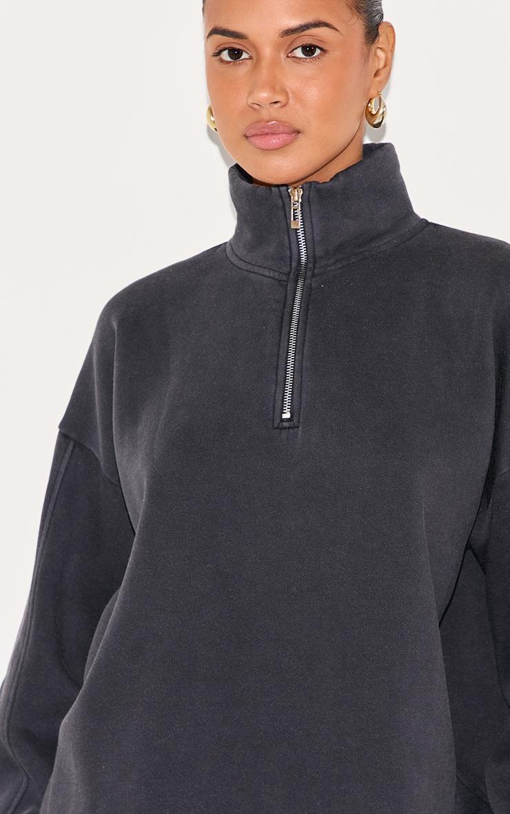 Charcoal Washed Quarter Zip Sweatshirt Product Image
