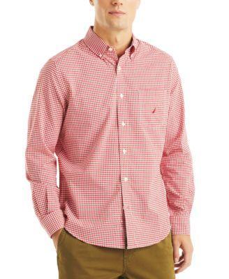 Nautica Mens Gingham Plaid Long-Sleeve Shirt Product Image