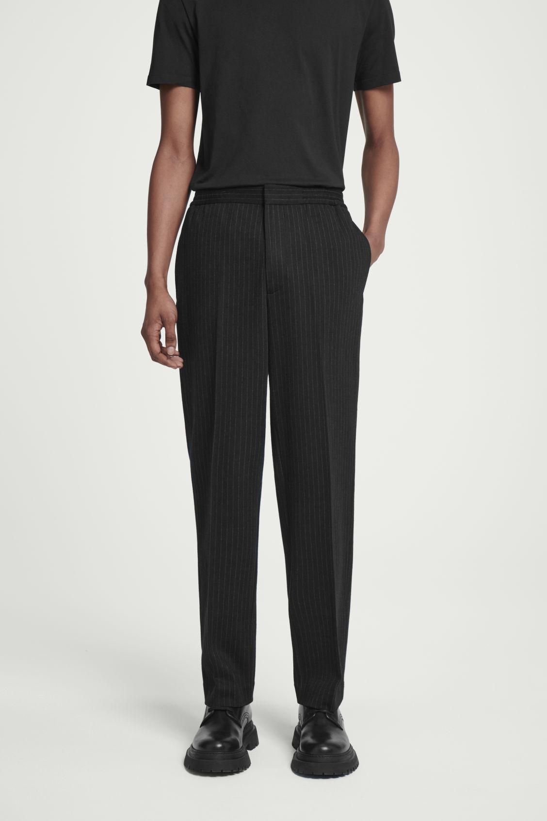 RELAXED ELASTICATED PINSTRIPED PANTS Product Image