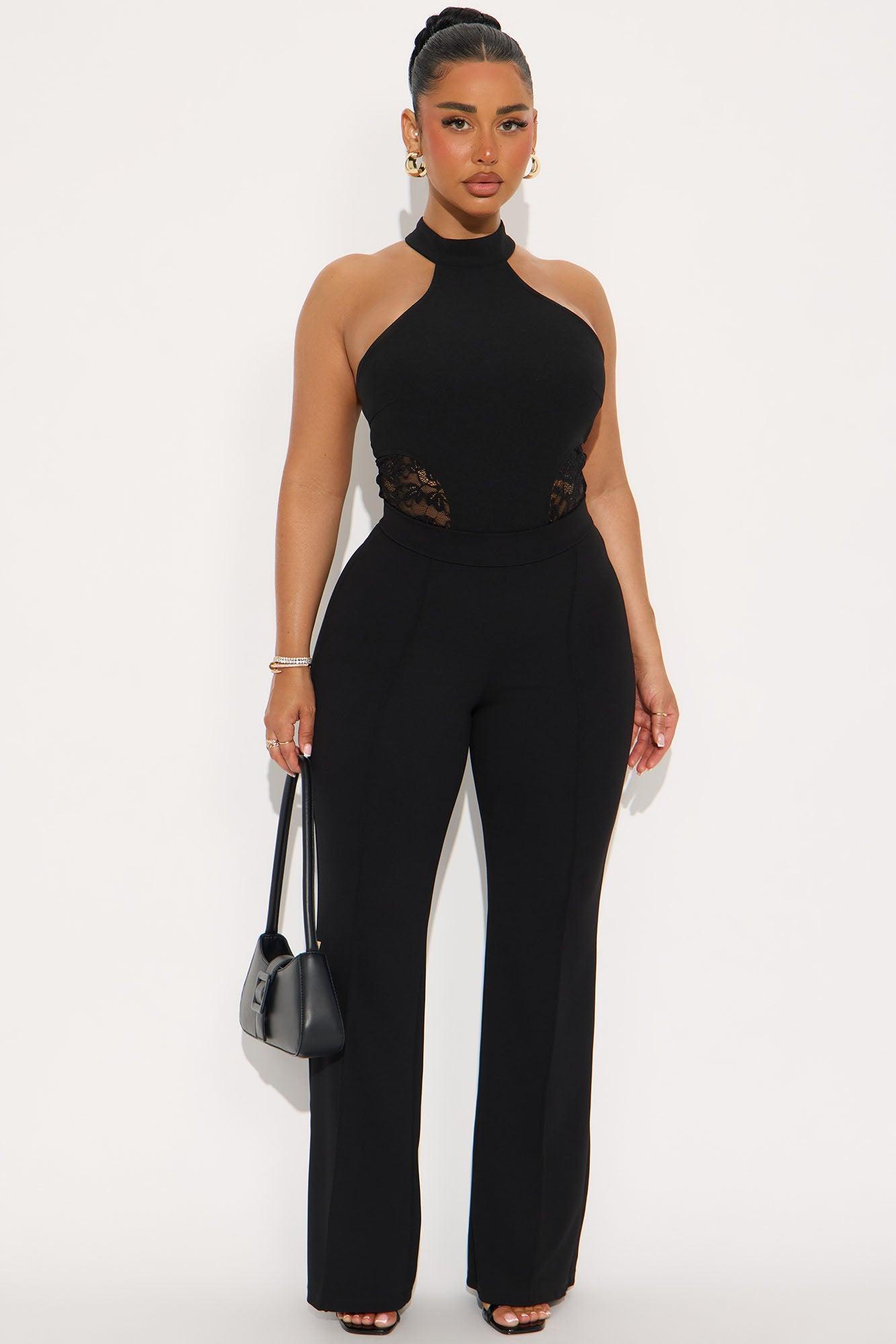 Moonlit Charm Mock Neck Bodysuit - Black Female Product Image