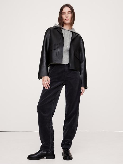 Double-Faced Cashmere Cropped Sweater Hoodie Product Image