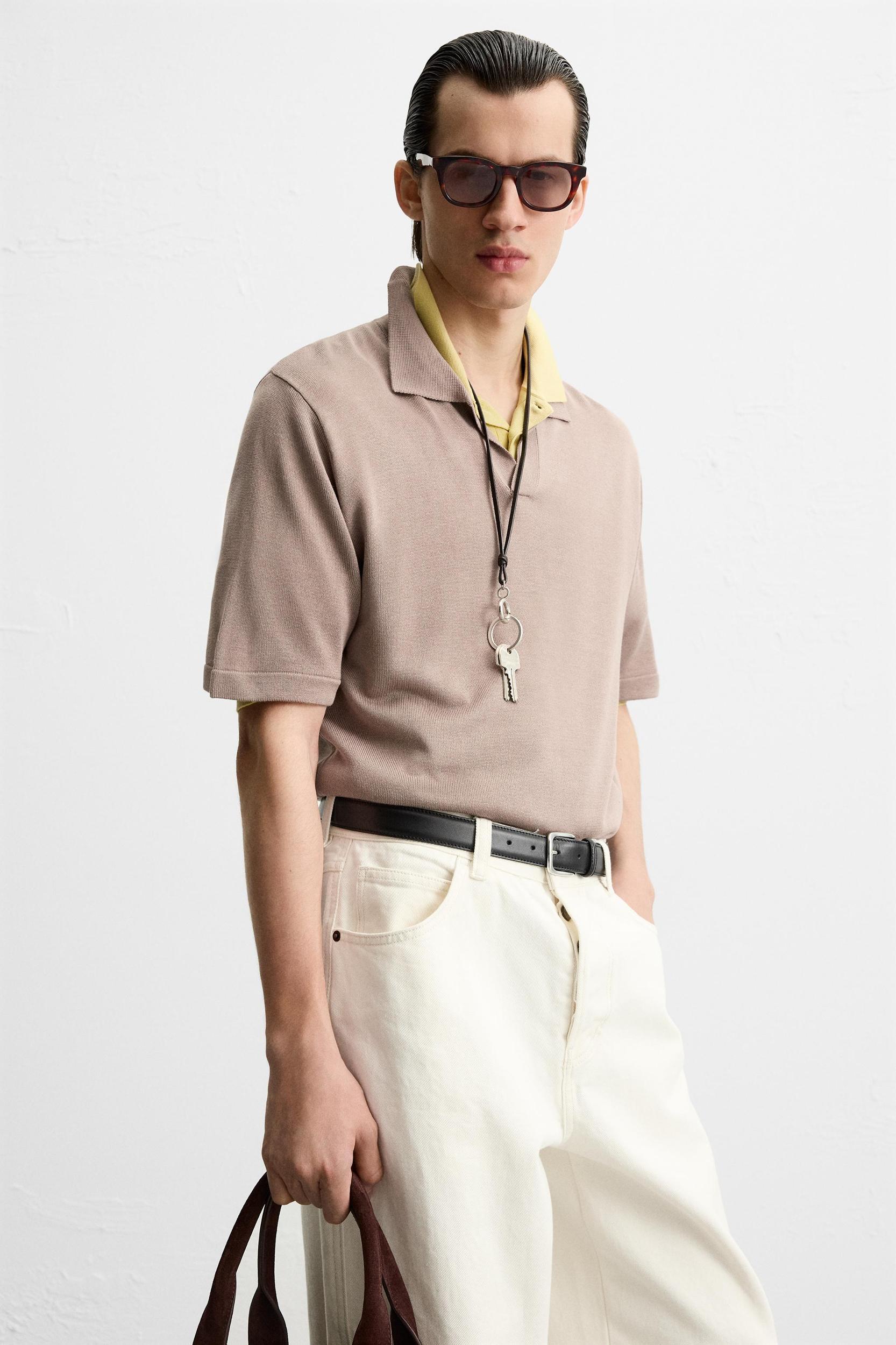 VISCOSE KNIT POLO SHIRT Product Image