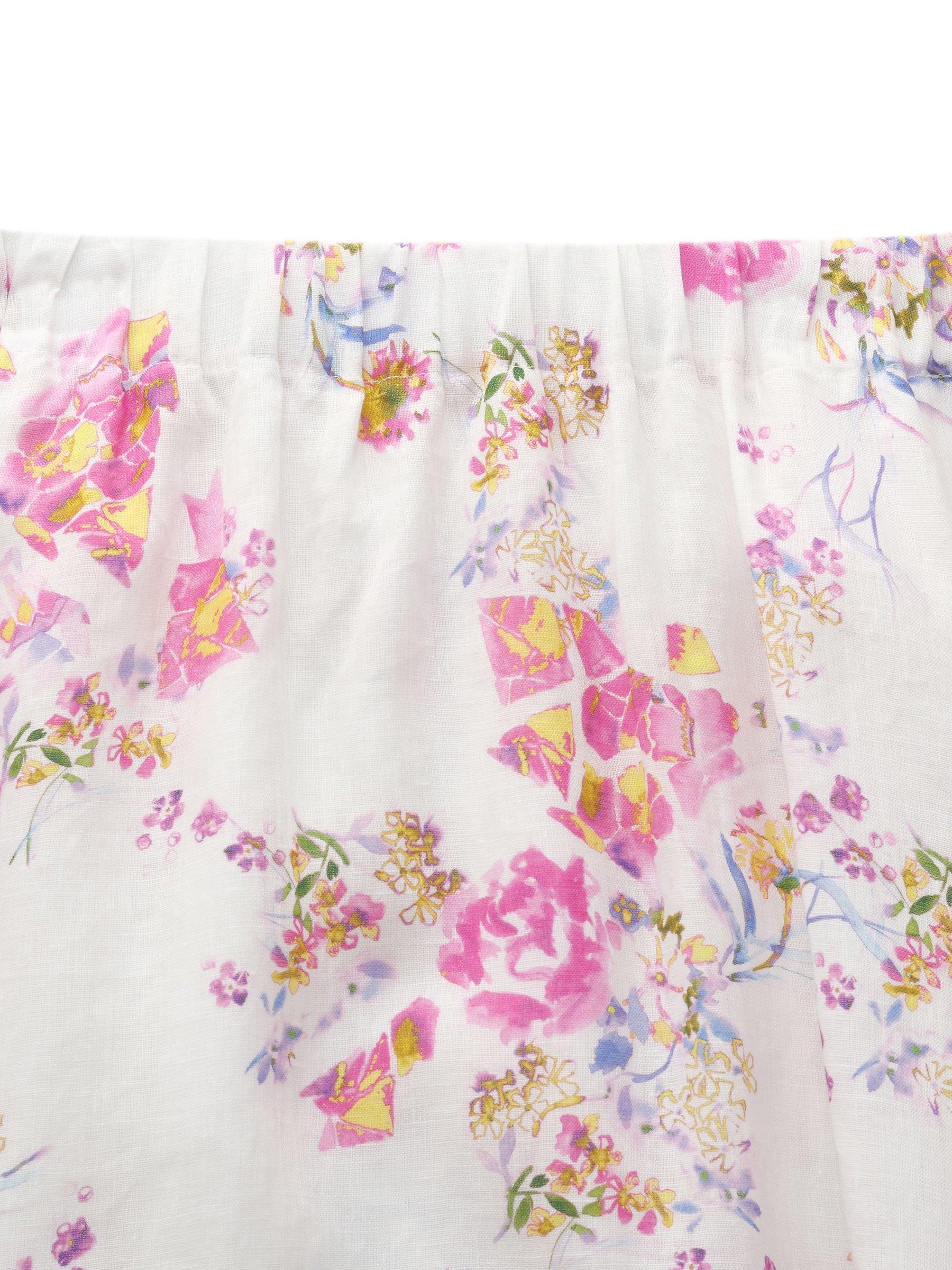 100% Linen Rose Print Women A-Line Skirt Product Image