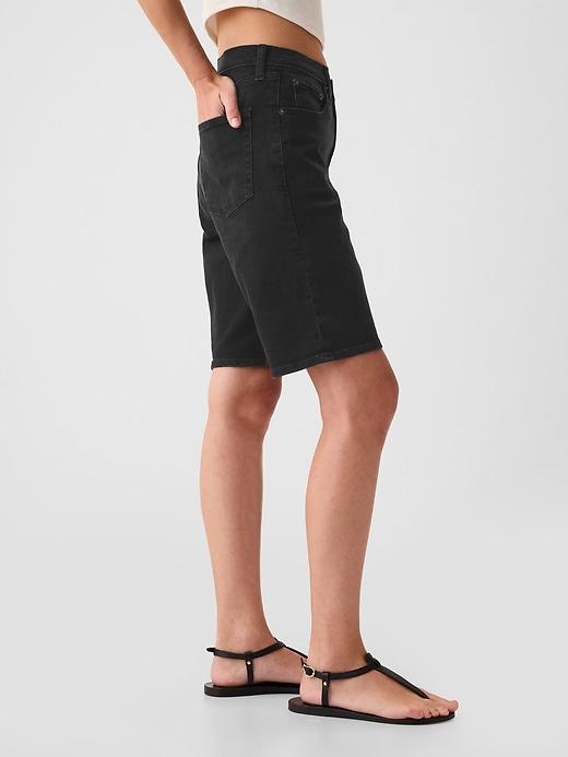 9" High Rise Denim Bermuda Shorts Product Image