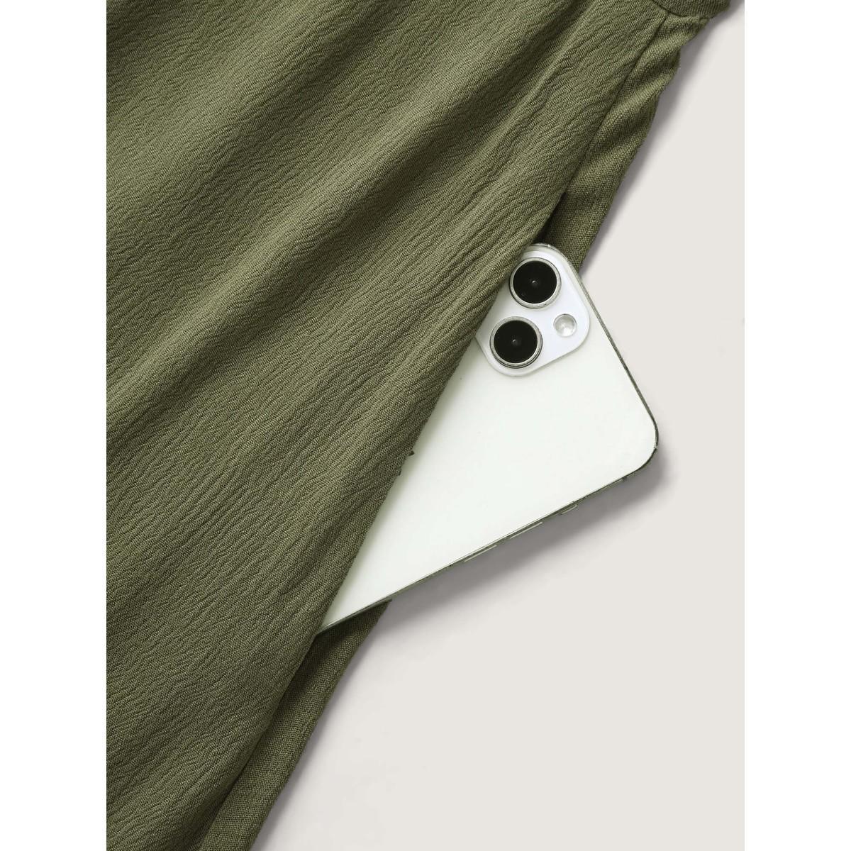 Plus Size Waist-Defining Tie Ruffled Sleeve Midi Dress ArmyGreen Women V-neck Half Sleeve Curvy BloomChic 18-20/2X Product Image